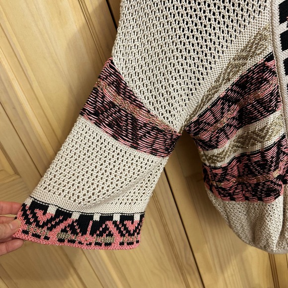 Circus Hotel Anthropologie Aztec Print Loose Fit Cardigan Sweater EU Sz 38 US S - Picture 3 of 14